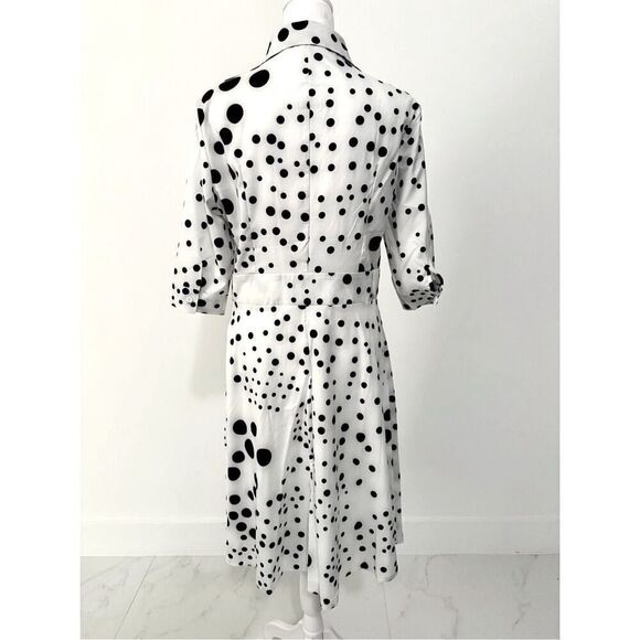New Button Shirt Dress Knee Length Polka Dot - Picture 3 of 3
